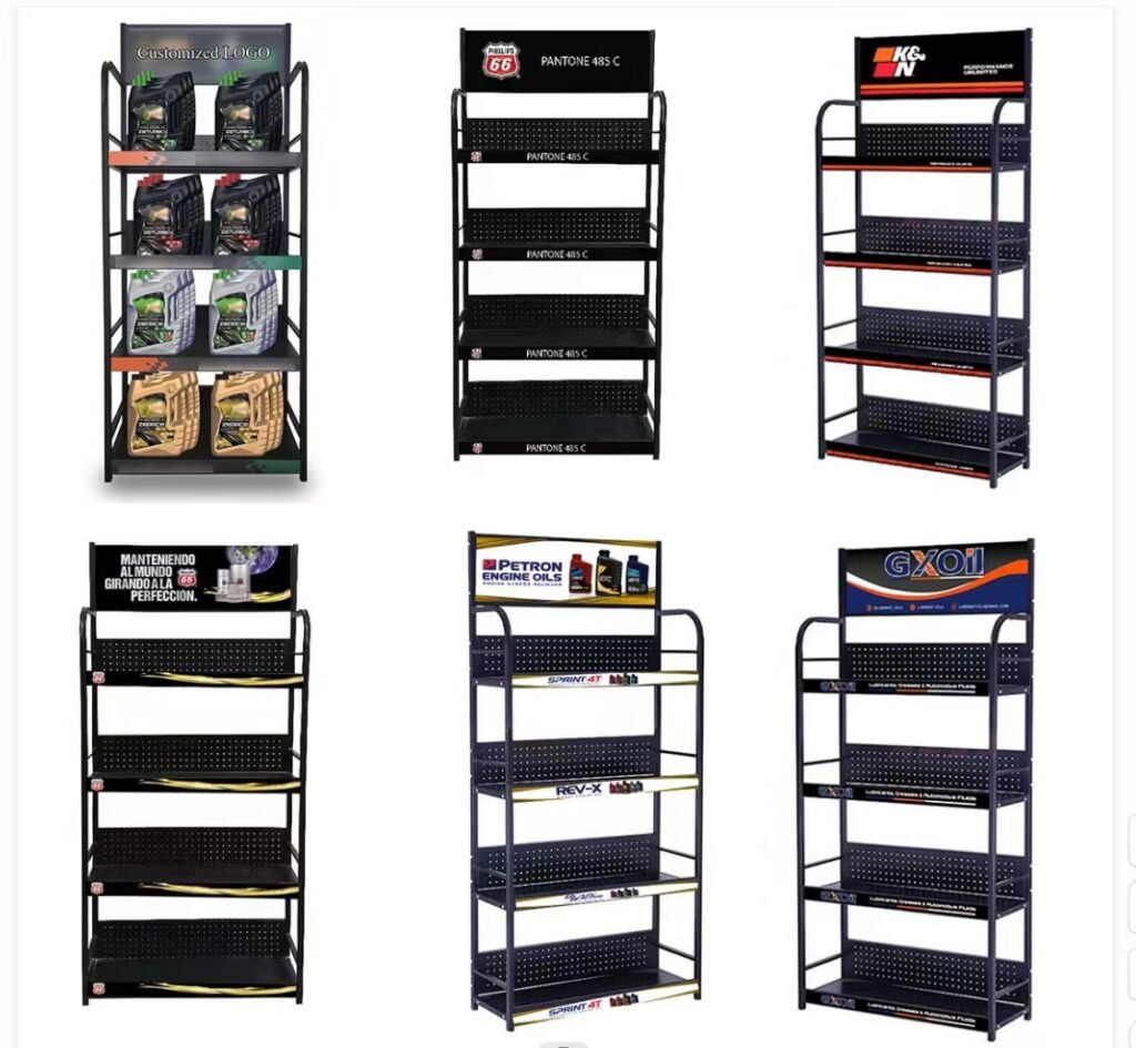Shell Motor Oil Rack Metal Motor Oil Display Racks from Shandong Jinguanshelf - jinguanshelf.com