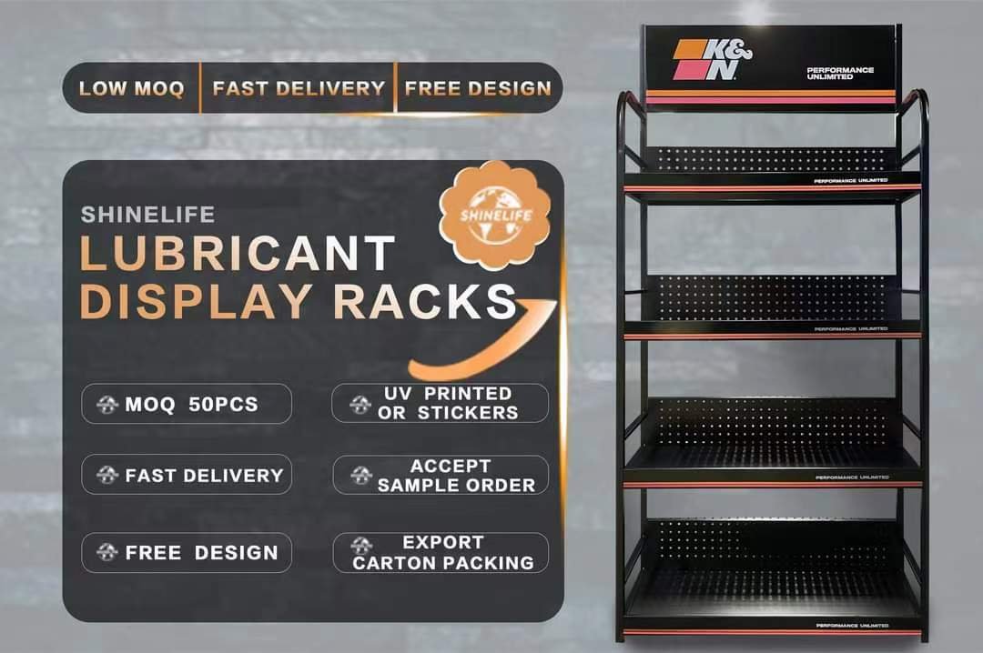 Custom Oil Display Rack Metal Motor Oil Display Racks from Shandong Jinguanshelf - jinguanshelf.com